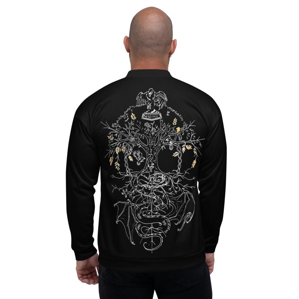 Black Unisex Yggdrasil with Gold Details Bomber Jacket - Groennfell & Havoc Mead Store